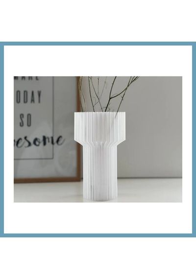 Bezos 3d Baskı Modern Dekoratif Çiçek Vazosu - Minimal Silindir Tasarımlı Masaüstü Vazo, Ev Ve Ofis Dekoru-şeffaf Mbt06 Şeffaf