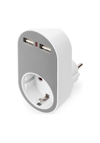 Digitus Evrensel Priz Ve Usb Yuvaya Sahip Şarj Adaptörü 2 X Usb-a &lt Br&gt Digitus Universal Usb Plug-in Charger With 2 X Usb-a Sockets And Integrat