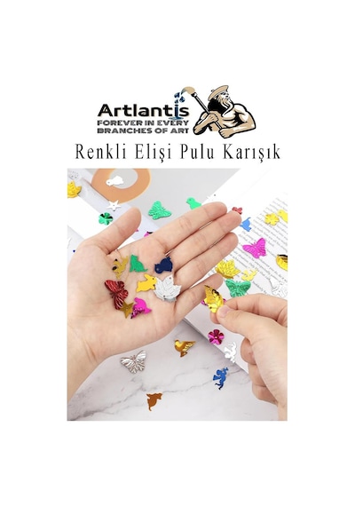 Elişi Pulu Karışık Şekilli 100 Lü 1 Paket Renkli Şekilli Pul Yanardöner Payet Pırıltılı Süs Okul Öncesi Kreş Ana Sınıfı