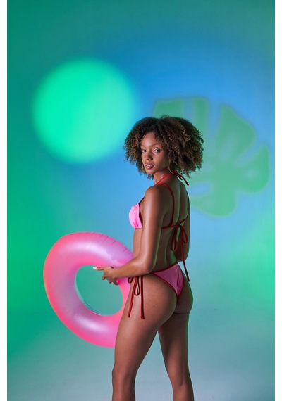 Holly Lolly Kontrast Biyeli Yüksek Bel Emma Bikini Altı Pembe