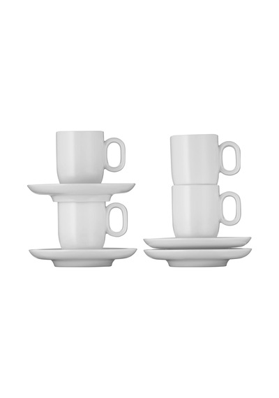 Barista 4 Parça Espresso Fincan Takımı, 2 Adet 60 Ml Espresso Fincanı Ve 2 Fincan Tabağı, Porselen, Bulaşık Makinesinde Yıkanabilir Çok Renkli