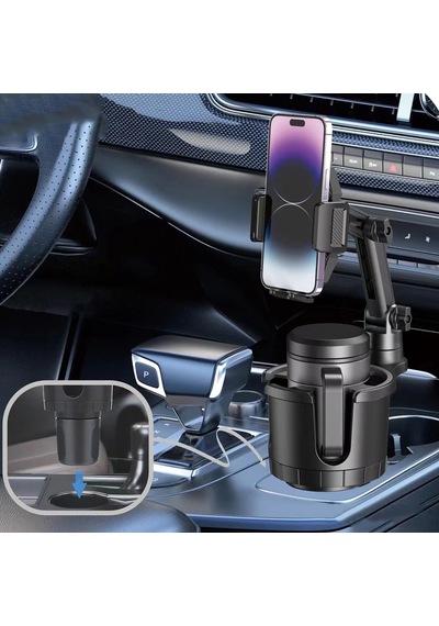 Go Des GD-HD566 360 Derece Dönebilen 2 in 1 Araç Telefon Tutucu Ve Bardak Tutucu