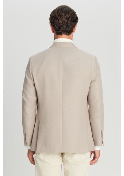 Erkek Bej Slim Fit Dar Kesim Mono Yaka Torba Cepli Blazer Ceket Bej