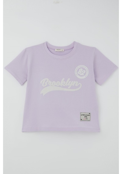 Breeze Kız Çocuk Pantolonlu Takım Brooklyn Yazı Baskılı Bağcıklı 8-14 Yaş, Açık Lila