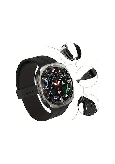 Galaxy Uyumlu Watch 8 44mm Krd-84 22mm Silikon Kordon - Siyah