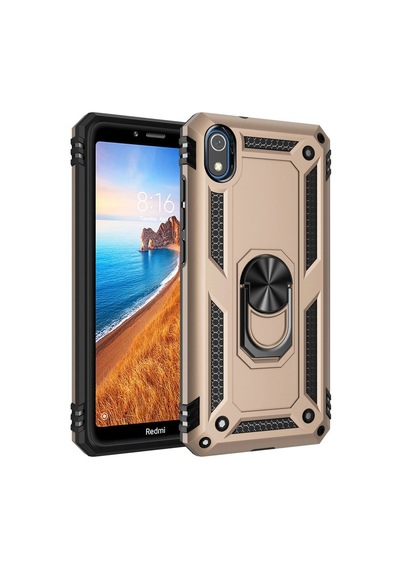 Xiaomi Redmi 7a Kılıf Sofya Yüzüklü Silikon Kapak - Gold -