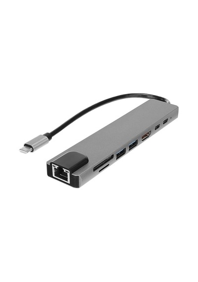Hytech Hy-usbc83 4k 30hz Gri Metal 2xusb3.0, 1xusb2.0, Gigabit Pd, Typec Data, Sd/tf Kart Okuyucu Ty