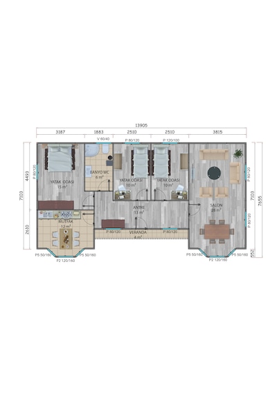 98 M2 Prefabrik Ev