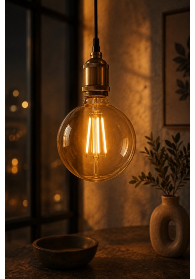Rustik Led Kırılmaz Ampul G95 Glop E27 4w 2700k Sıcak Işık Gold Filament Dekoratif Dimmerli 5'li
