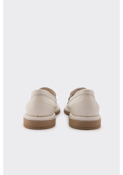 Derinet Tokalı Kadın Loafer Kırık Beyaz Kırık Beyaz