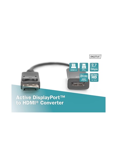 Digitus Aktif Displayport Adaptör Kablosu - Dp - Hdmi Tip A - Hdm