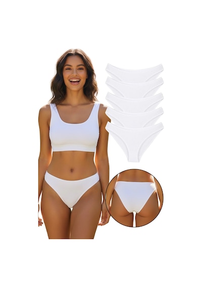 Sensu Kadın Günlük Pamuklu Külot Beyaz Bikini Model 5'li Paket Kts1056 Beyaz