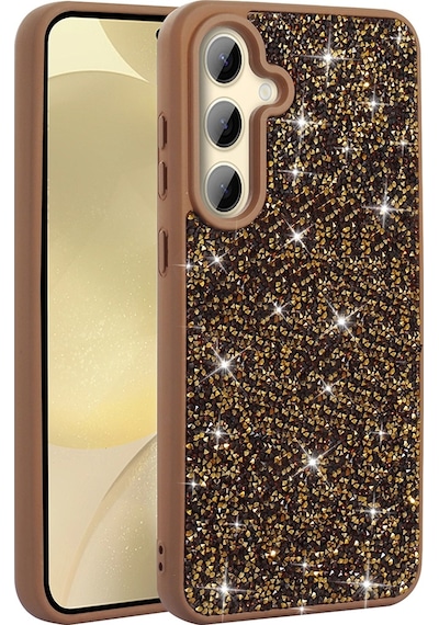 Samsung Uyumlu Galaxy S25 Plus Kılıf Parlak Taşlı Tasarım Zore Pırlanta Kapak Gold
