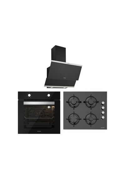 Silverline BO6501B01 - CS5349B01 - 3420 Classy 60 Siyah Cam Ankastre Set