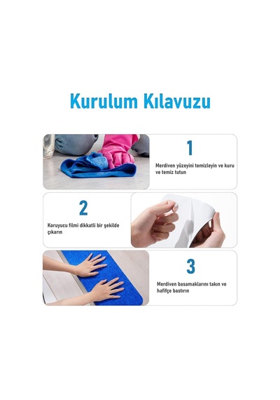 Halifleks Yapışkan Tabanlı Merdiven Basamak Paspası Rip Halı Kaymaz Tabanlı - Lacıvert Lacıvert
