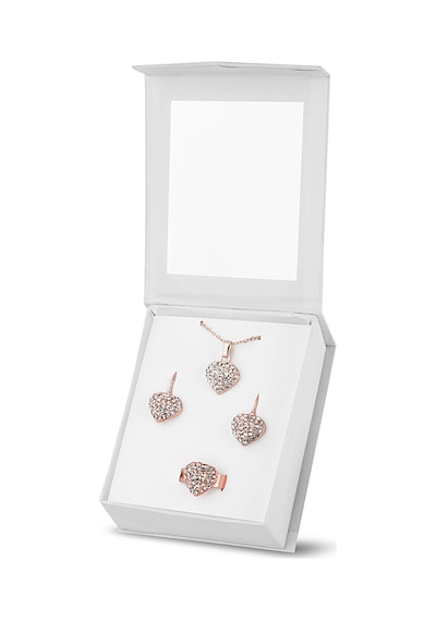 Forentina Rose Kalpli Kolye Küpe Yüzük Set  Ps1644