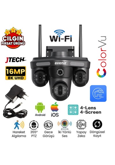 Avenir Av-s316 4mp+4mp+4mp+4mp 16mp Wi-fi 4 Kameralı 3 Hareketli Ptz Akıllı Kamera Avenir Av-s316 4mp+4mp+4mp+4mp 16mp Wi-fi 4 Kameralı 3 Hareketli Ptz Akıllı Kamera