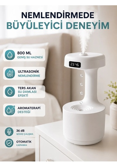 Ers- Yağmur Damlası Hava Nemlendirici Ultrasonik Buhar Makinesi 800 Ml Aroma Difüzör