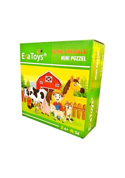 Ahşap Farm Animals Mini Puzzle 4 Yaş 54 Parça