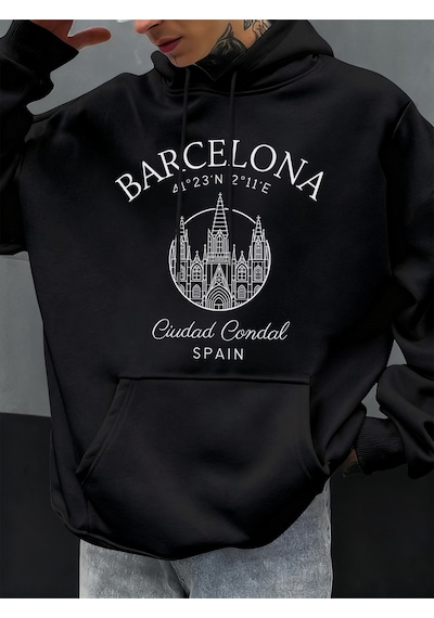 Startmore Startmorebarcelona Cdesign Erkek Hoody Büyük Boy Polar Kapüşonlular Sonbahar Tüm Maç Giyim Çok Renkli Siyah