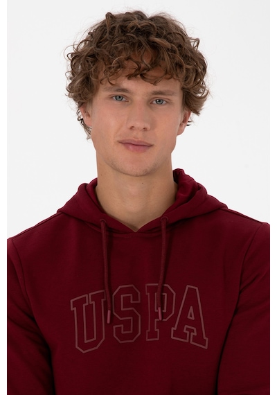 U.S. Polo Assn. Erkek Regular Fit Kapüşonlu Bordo Basic Sweatshirt 50315663-VR014