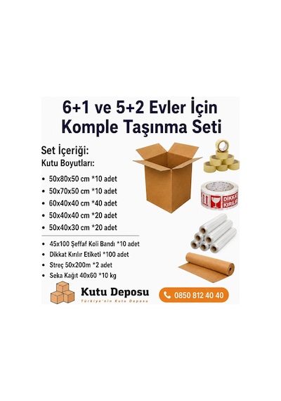 Maxi Xxl Plus Taşınma Koli Seti 6+1 Ve 5+2 Evler İçin 1 Adet