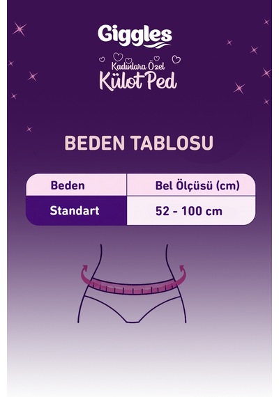 Giggles Külot Ped 52-100 Bel Ölçüsü 360 Esnek Beden Sızdırmaz Regl Gece Külodu 1 Paket 4 Adet