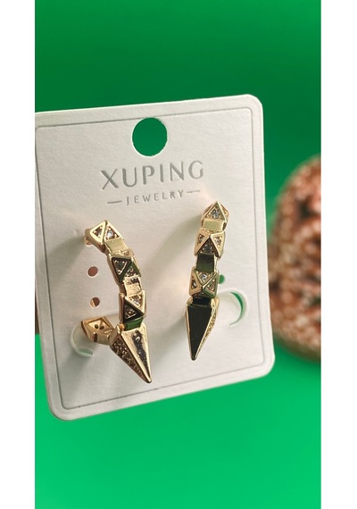 Xuping Rose Gold Geometrik Desenli Taşlı Kadın Küpe Gold