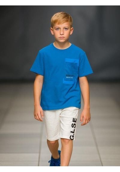 Marions Erkek Çocuk Cep Detaylı Oversize Kalıp T-shirt-15958 Mavi