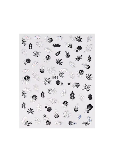Gümüş Holografik Yaprak Dizayn Tırnak Sticker Tırnak Etiketi Nail Art Jo-1056s