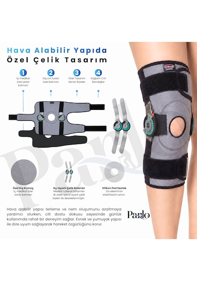 Açı Ayarlı Ve Patella Destekli Dizlik 1 Çift Fleksiyon Ekstansiyon Kontrollü Ortopedik Diz Desteği