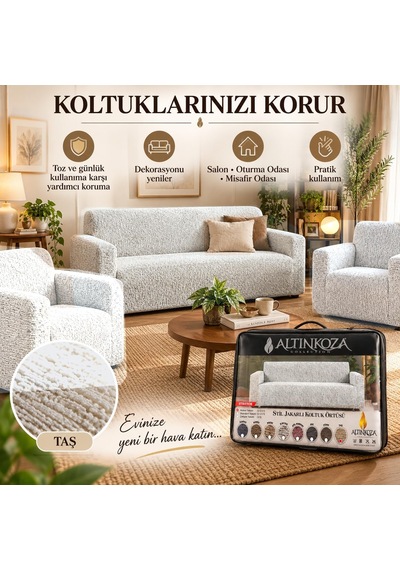 Altınkoza Koltuk Örtüsü - 3+3+1+1 Takım -%100 Pamuklu Esnek Streç Kumaş - Her Tip Kanepeye Uyumlu - Salon Oturma Grubu Koruyucu Kılıf - Yumuşak Dokulu Şık Ve Kullanışlı - Taş Çok Renkli Altınkoza Koltuk Örtüsü - 3+3+1+1 Takım -%100 Pamuklu Esnek Streç Kumaş - Her Tip Kanepeye Uyumlu - Salon Oturma Grubu Koruyucu Kılıf - Yumuşak Dokulu Şık Ve Kullanışlı - Taş Çok Renkli