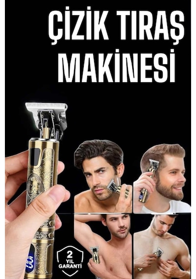 Sptmgldı Tıraş Makinesi Şarjlı Profesyonel Saç Kesme Makinesi Gold Çizik Tıraş