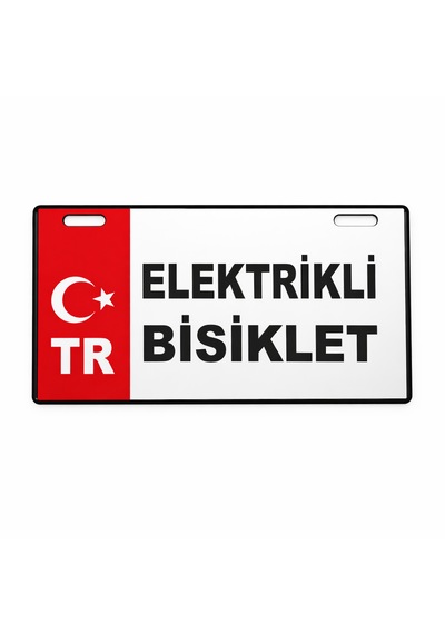 Elektrikli Bisiklet Yazılı Plakalık Plastik Beyaz - Kırmızı
