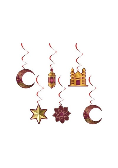 Dodomar Ramazan Sarkıt Tavan Süsü Bordo 6'lı - Ramazan Asma Dekoru