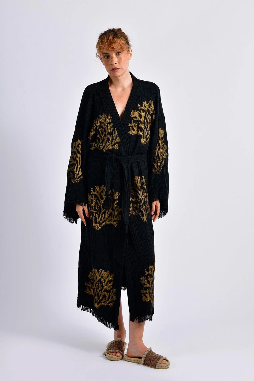 Brandsmithshop Siyah Ethereal Coral Kimono Çok Renkli