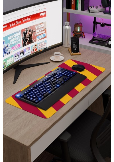 Sarı Kırmızı 70x30 Xl Taraftar Gaming Oyuncu Mouse Pad Kaymaz Taban Büyük Klavye Fare Altlığı Şerit