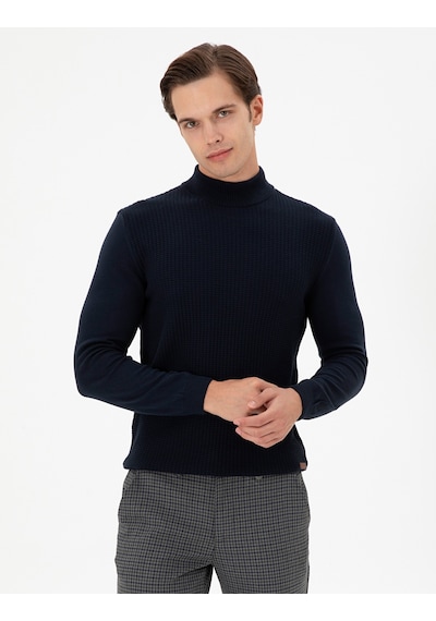 U.S. Polo Assn. Erkek Slim Fit Yarım Balıkçı Yaka Lacivert Kazak 50297054-VR033