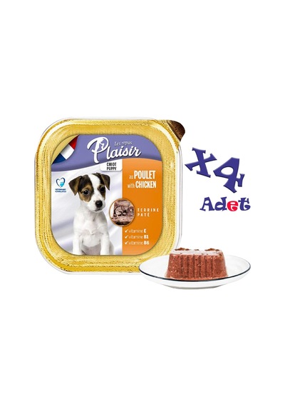 Plaisir Tavuklu ve Etli Pate Konserve Yavru Köpek Maması 4 x 150 G