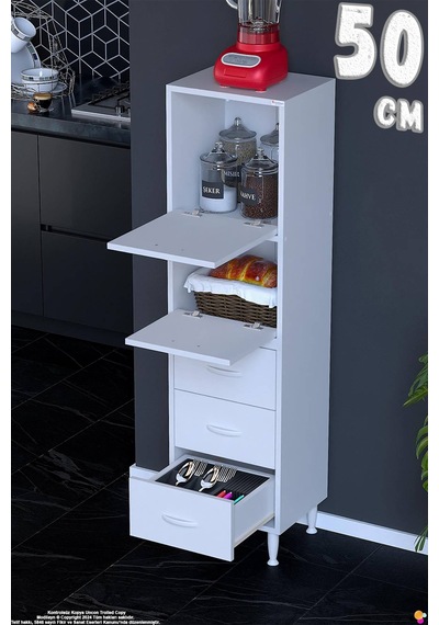 More 50 Cm Çok Amaçlı Organizer Mutfak Kiler Banyo 2 Kapaklı 3 Çekmeceli Mutfak Dolabı 50x150x32 Cm Beyaz More 50 Cm Çok Amaçlı Organizer Mutfak Kiler Banyo 2 Kapaklı 3 Çekmeceli Mutfak Dolabı 50x150x32 Cm Beyaz