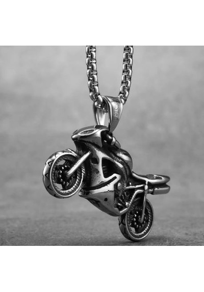 Paslanmay Çelik Motorcycle - Motorcu Kolye -motorsiklet Kolye Gümüş