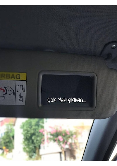 Çok Yakışıklısın Araba İçi Ayna, Araç Makyaj Ayna Etiket Sticker 7,5x1,2 Cm 2'li