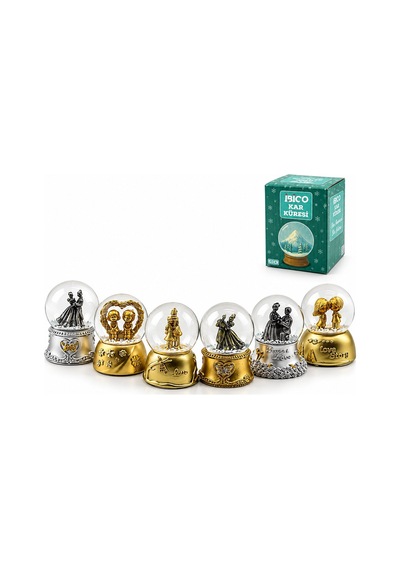 İbico İ12-079 Kar Küresi Cam Renkli 6.5cm Pilli Desen Işıklı Küçük Boy Metal