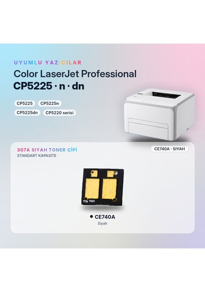 Hp 307a Ce740a / Color Laserjet Cp5225 / Cp5225n / Cp5225dn Siyah Çip