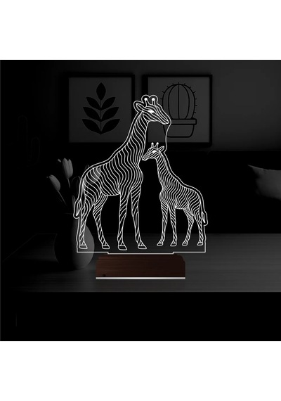 Luvivia Dekoratif Zürafa Tasarım 3d Lamba - Masa Gece Lambası Şeffaf