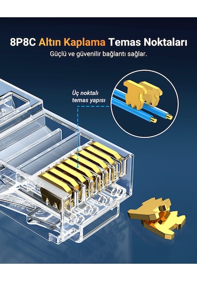 Ugreen Cat6 Rj45 Konnektör 10'lu Paket, 50961