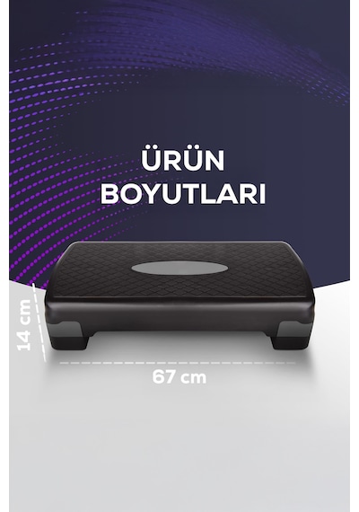 Çok Amaçlı Step Tahtası Kaymaz Yüzeyli Fitness Egzersiz Aleti Yükseltme Aparatlı Siyah