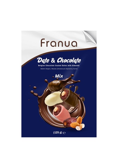Franua Date & Chocolate Mix Badem Dolgu Kaplı Hurma 125 G - 8 Adet Tarı