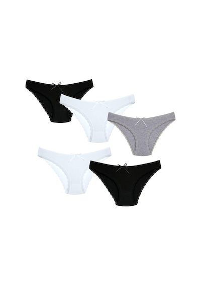New Lilla 1101 Bikini Kadın T. Dantelli Külot Paketi (555344023) Beyaz - Gri - Siyah