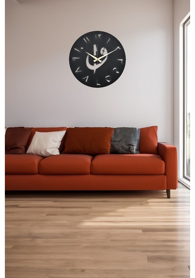 Elif-vav Model Metal Lazer Kesim Akar Sessiz Mekanizmalı Duvar Saati 40 40 Cm -m031 Siyah
